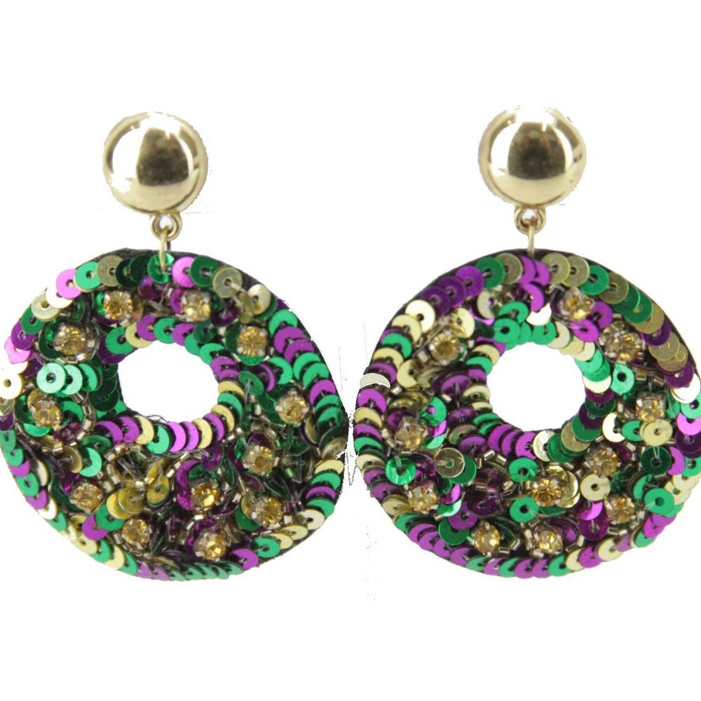 Mardi Gras Earrings~Mardi Gras Sequin Earrings